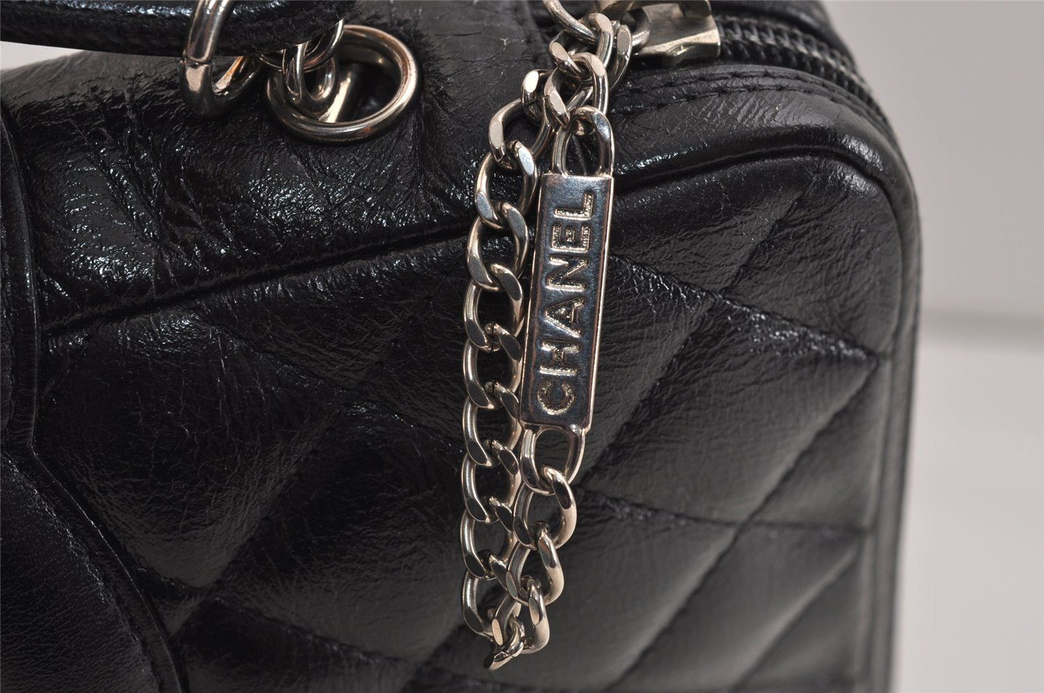 Authentic CHANEL Cambon Line Quilted CC Logo Calf Skin Shoulder Bag Black 3784J