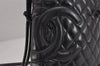 Authentic CHANEL Cambon Line Quilted CC Logo Calf Skin Shoulder Bag Black 3784J