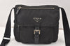 Authentic PRADA Nylon Tessuto Leather Shoulder Cross Body Bag Black 3784K