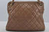 Authentic CHANEL Lamb Skin Matelasse Chain Shoulder Tote Bag Brown CC Junk 3785J