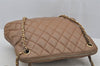 Authentic CHANEL Lamb Skin Matelasse Chain Shoulder Tote Bag Brown CC Junk 3785J