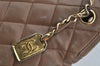 Authentic CHANEL Lamb Skin Matelasse Chain Shoulder Tote Bag Brown CC Junk 3785J