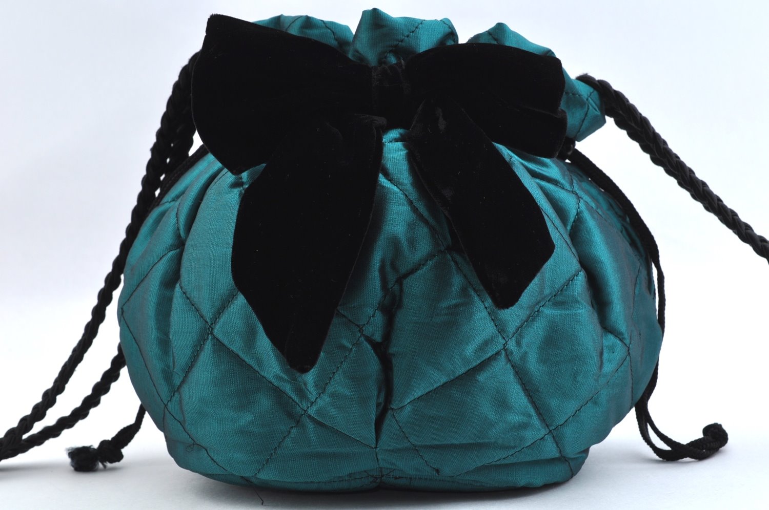 Authentic Christian Dior Ribbon Shoulder Bag Nylon Green 3785K