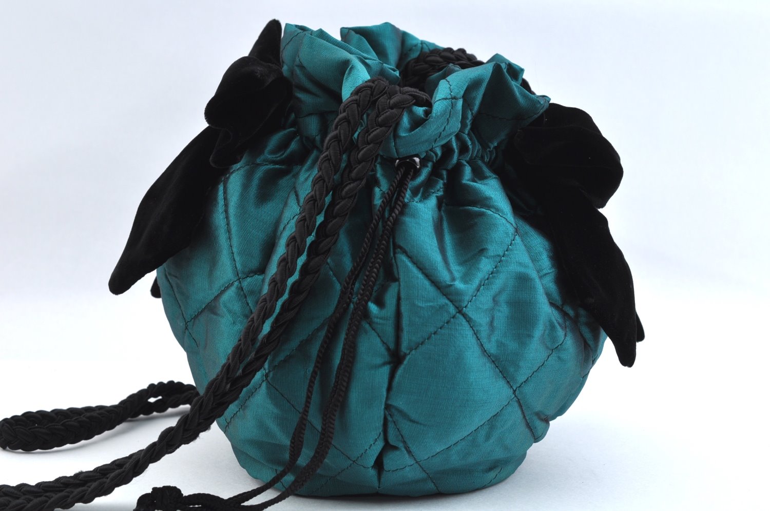 Authentic Christian Dior Ribbon Shoulder Bag Nylon Green 3785K