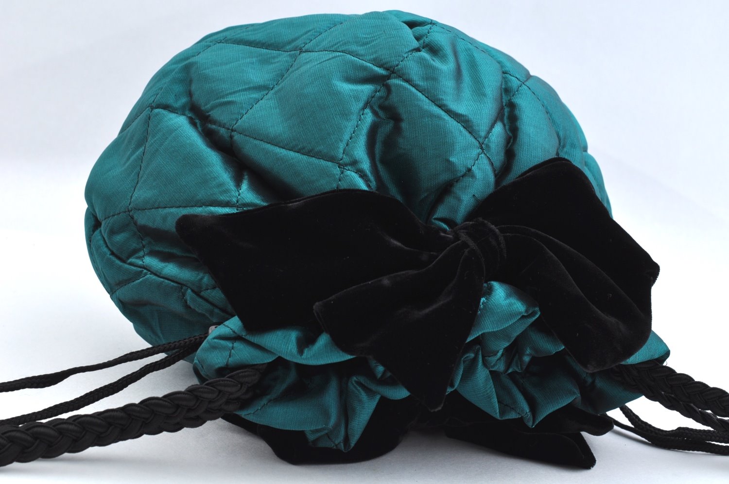 Authentic Christian Dior Ribbon Shoulder Bag Nylon Green 3785K