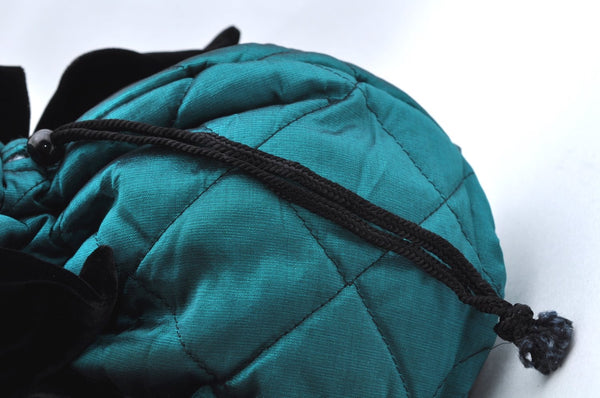 Authentic Christian Dior Ribbon Shoulder Bag Nylon Green 3785K
