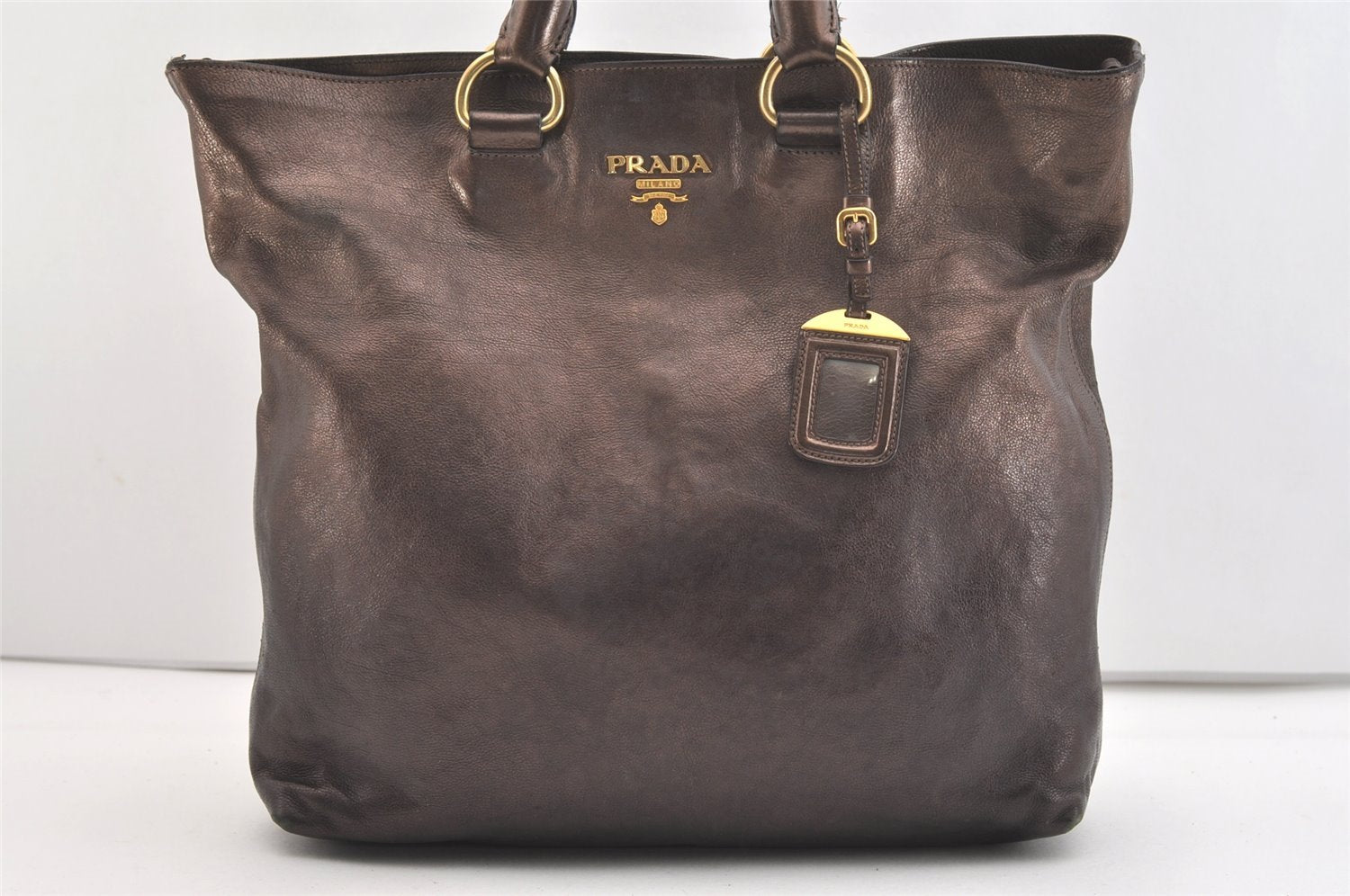 Authentic PRADA Vintage Leather Nappa 2Way Shoulder Tote Bag Brown 3786J