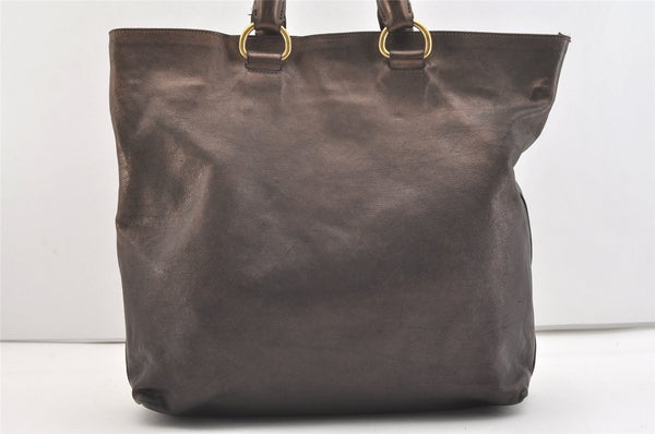 Authentic PRADA Vintage Leather Nappa 2Way Shoulder Tote Bag Brown 3786J