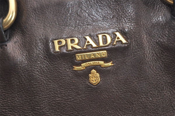 Authentic PRADA Vintage Leather Nappa 2Way Shoulder Tote Bag Brown 3786J