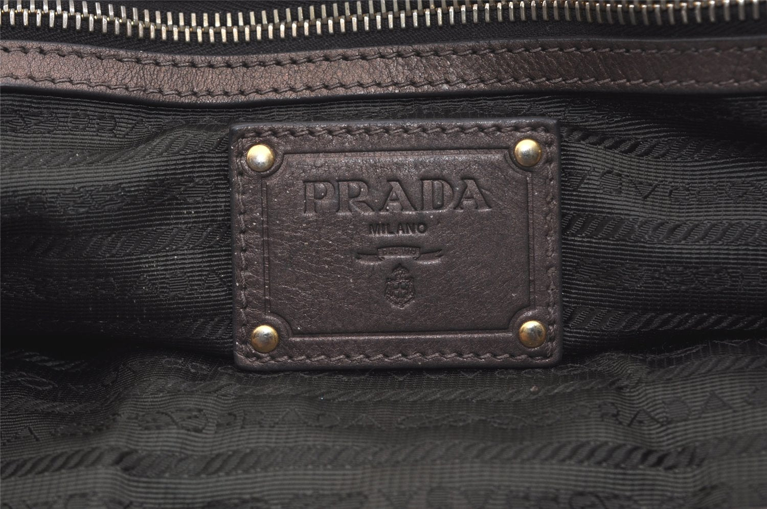 Authentic PRADA Vintage Leather Nappa 2Way Shoulder Tote Bag Brown 3786J