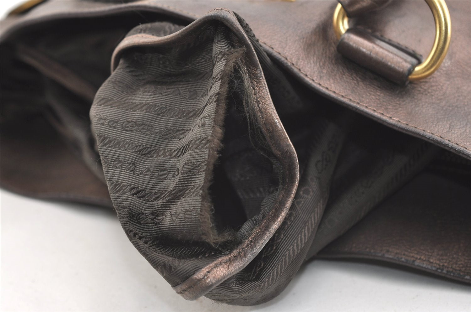 Authentic PRADA Vintage Leather Nappa 2Way Shoulder Tote Bag Brown 3786J