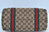 Authentic GUCCI Web Sherry Line Tote Bag GG Canvas Leather 137396 Brown 3787I