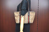Authentic GUCCI Web Sherry Line Tote Bag GG Canvas Leather 137396 Brown 3787I