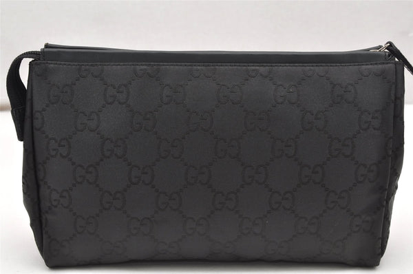 Authentic GUCCI Clutch Hand Bag Purse GG Nylon Leather 0141126 Black Junk 3787K