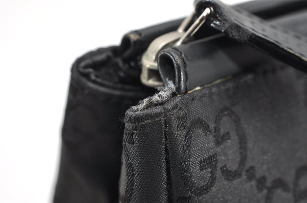 Authentic GUCCI Clutch Hand Bag Purse GG Nylon Leather 0141126 Black Junk 3787K