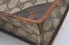 Authentic GUCCI Vintage Clutch Hand Bag Purse GG PVC Leather Brown 3788J