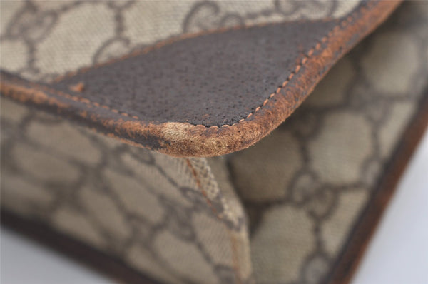 Authentic GUCCI Vintage Clutch Hand Bag Purse GG PVC Leather Brown 3788J