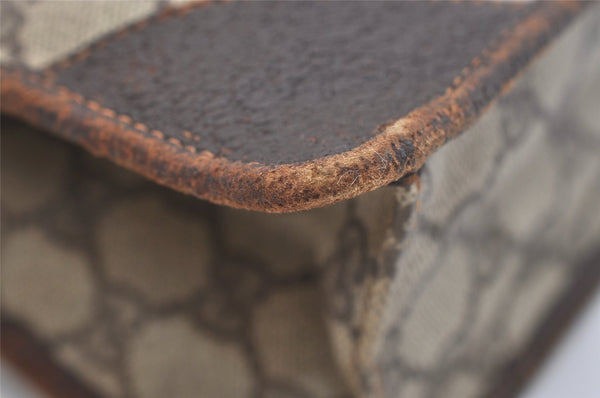 Authentic GUCCI Vintage Clutch Hand Bag Purse GG PVC Leather Brown 3788J