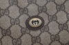 Authentic GUCCI Vintage Clutch Hand Bag Purse GG PVC Leather Brown 3788J