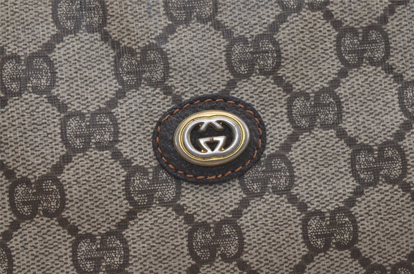 Authentic GUCCI Vintage Clutch Hand Bag Purse GG PVC Leather Brown 3788J