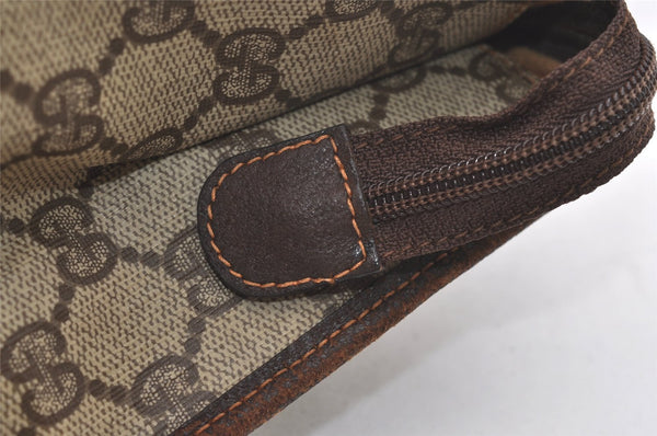 Authentic GUCCI Vintage Clutch Hand Bag Purse GG PVC Leather Brown 3788J