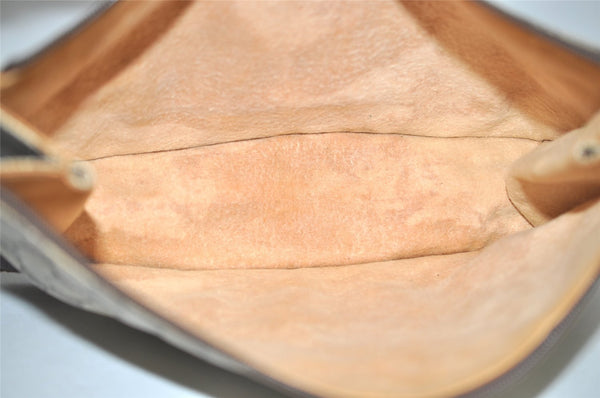 Authentic GUCCI Vintage Clutch Hand Bag Purse GG PVC Leather Brown 3788J