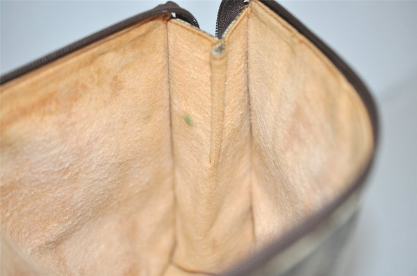 Authentic GUCCI Vintage Clutch Hand Bag Purse GG PVC Leather Brown 3788J