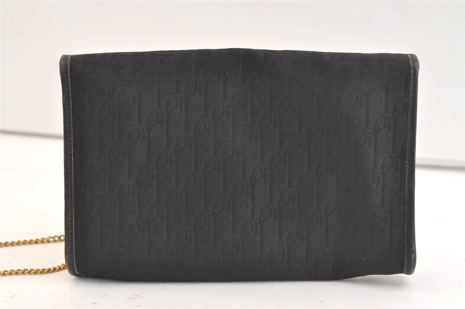 Authentic Christian Dior Trotter Shoulder Bag Purse Canvas Leather Black 3788K