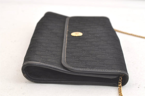 Authentic Christian Dior Trotter Shoulder Bag Purse Canvas Leather Black 3788K