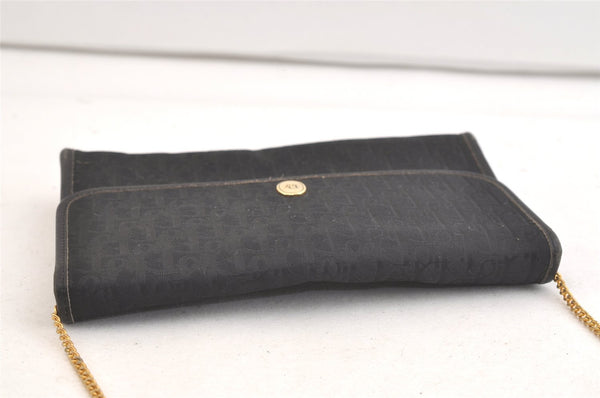 Authentic Christian Dior Trotter Shoulder Bag Purse Canvas Leather Black 3788K