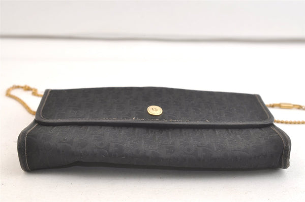 Authentic Christian Dior Trotter Shoulder Bag Purse Canvas Leather Black 3788K