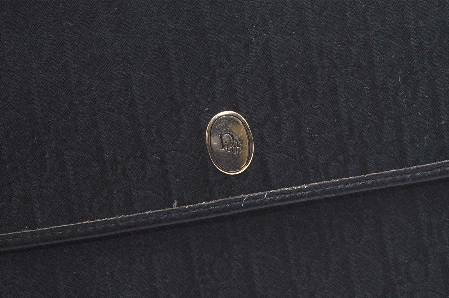 Authentic Christian Dior Trotter Shoulder Bag Purse Canvas Leather Black 3788K