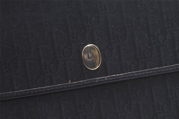 Authentic Christian Dior Trotter Shoulder Bag Purse Canvas Leather Black 3788K