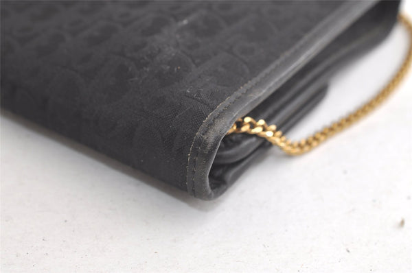 Authentic Christian Dior Trotter Shoulder Bag Purse Canvas Leather Black 3788K