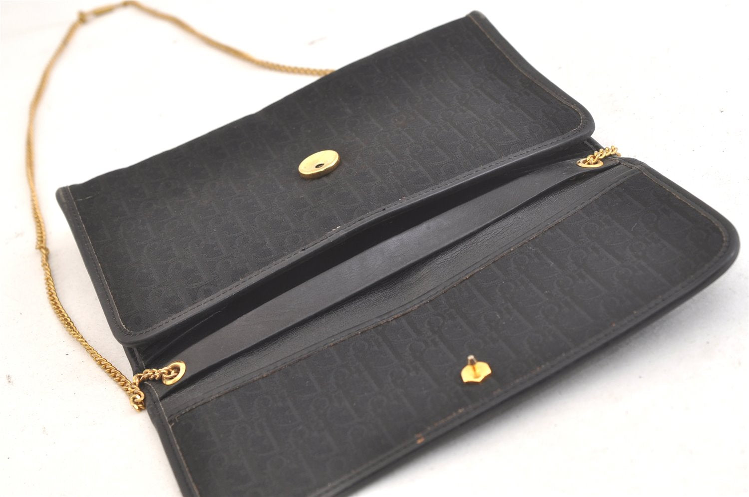 Authentic Christian Dior Trotter Shoulder Bag Purse Canvas Leather Black 3788K