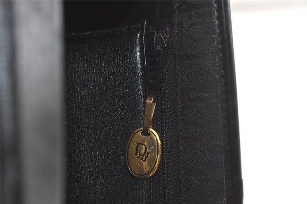 Authentic Christian Dior Trotter Shoulder Bag Purse Canvas Leather Black 3788K