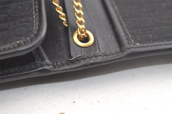 Authentic Christian Dior Trotter Shoulder Bag Purse Canvas Leather Black 3788K