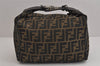 Authentic FENDI Vintage Zucca Hand Bag Purse Canvas Leather Brown Junk 3789J