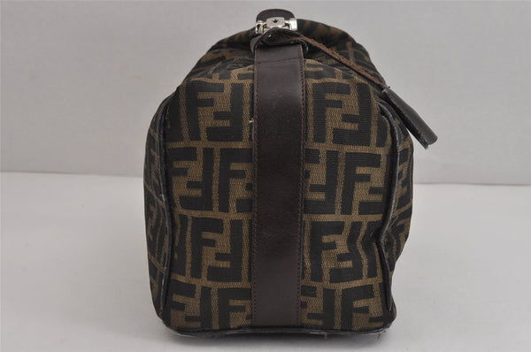 Authentic FENDI Vintage Zucca Hand Bag Purse Canvas Leather Brown Junk 3789J