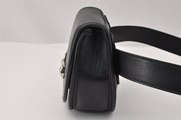 Authentic GUCCI Horsebit Waist Body Bag Purse Leather Black Junk 3789K