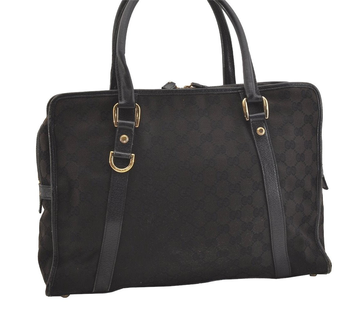 Authentic GUCCI Abbey Shoulder Hand Bag GG Canvas Leather 130940 Black 3790J