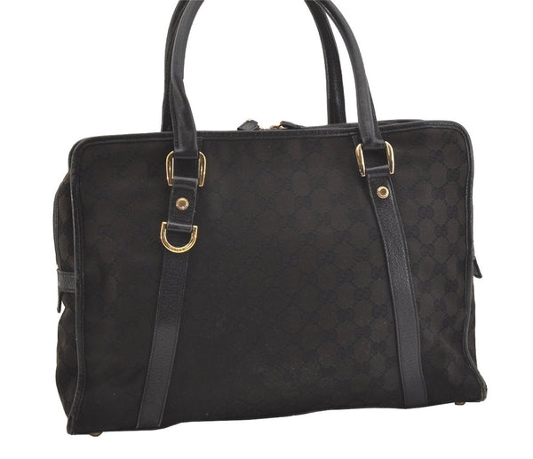 Authentic GUCCI Abbey Shoulder Hand Bag GG Canvas Leather 130940 Black 3790J