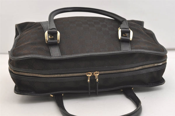 Authentic GUCCI Abbey Shoulder Hand Bag GG Canvas Leather 130940 Black 3790J
