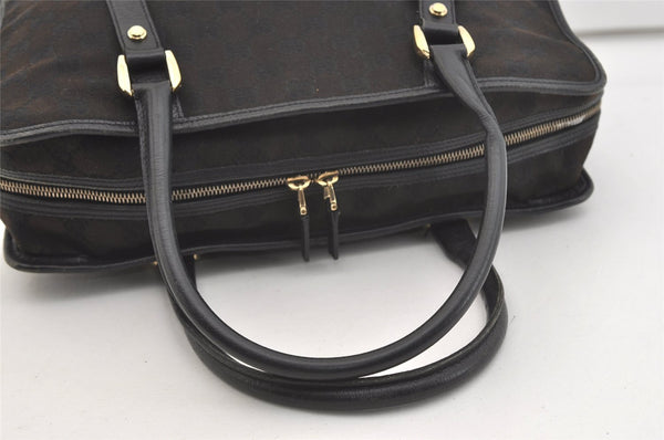 Authentic GUCCI Abbey Shoulder Hand Bag GG Canvas Leather 130940 Black 3790J