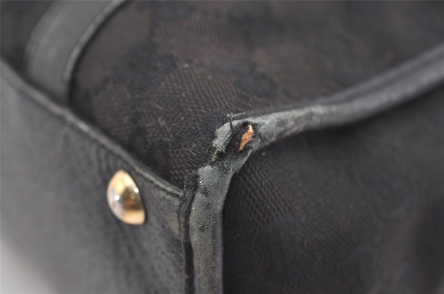 Authentic GUCCI Abbey Shoulder Hand Bag GG Canvas Leather 130940 Black 3790J