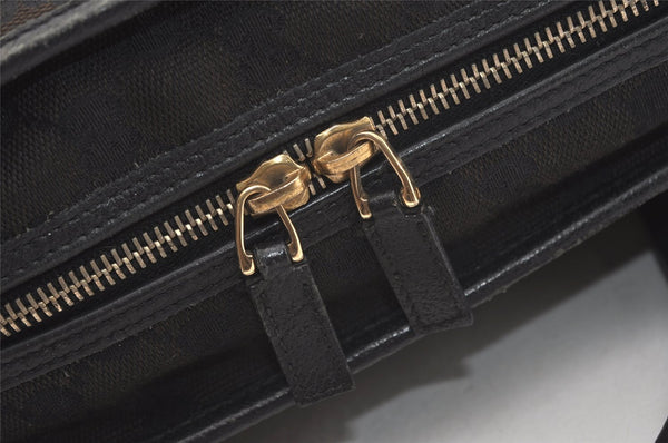 Authentic GUCCI Abbey Shoulder Hand Bag GG Canvas Leather 130940 Black 3790J