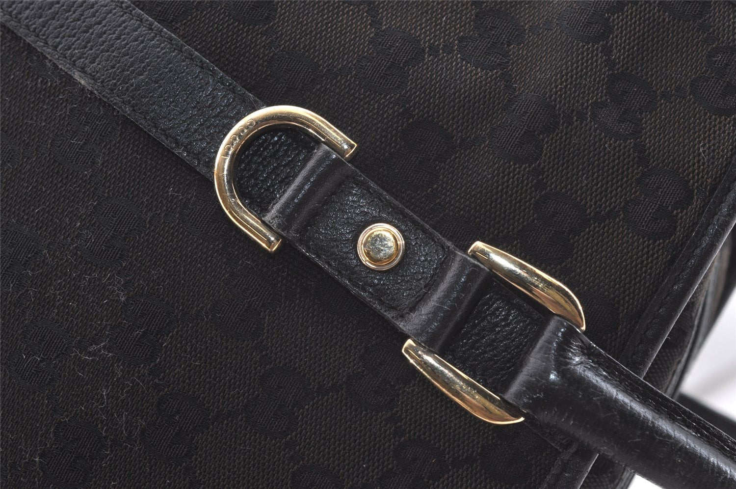 Authentic GUCCI Abbey Shoulder Hand Bag GG Canvas Leather 130940 Black 3790J