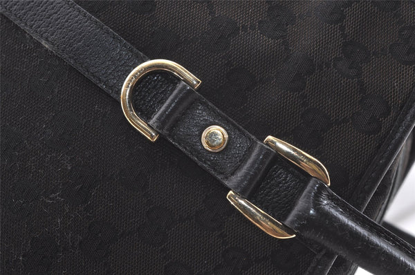 Authentic GUCCI Abbey Shoulder Hand Bag GG Canvas Leather 130940 Black 3790J