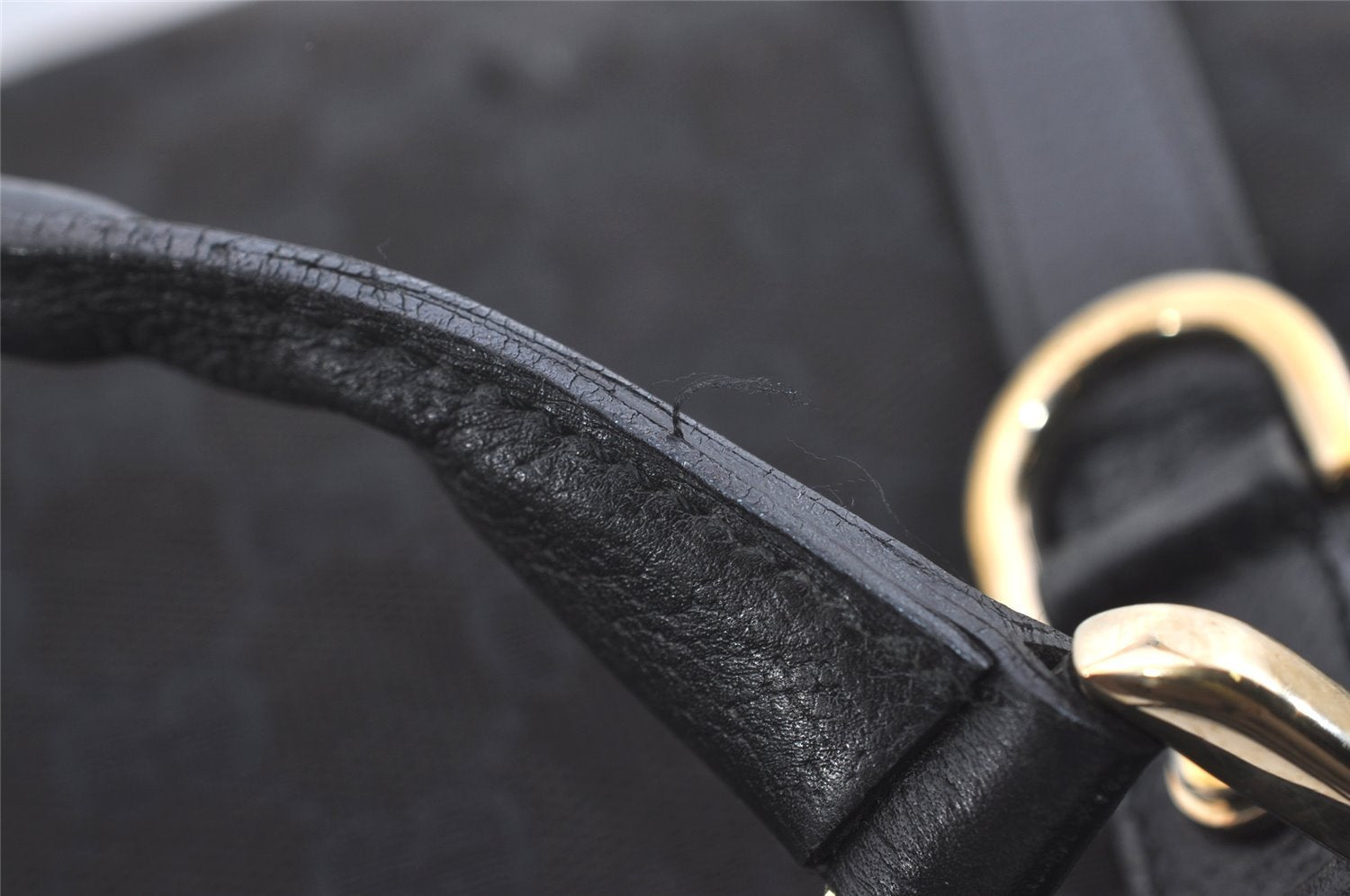 Authentic GUCCI Abbey Shoulder Hand Bag GG Canvas Leather 130940 Black 3790J