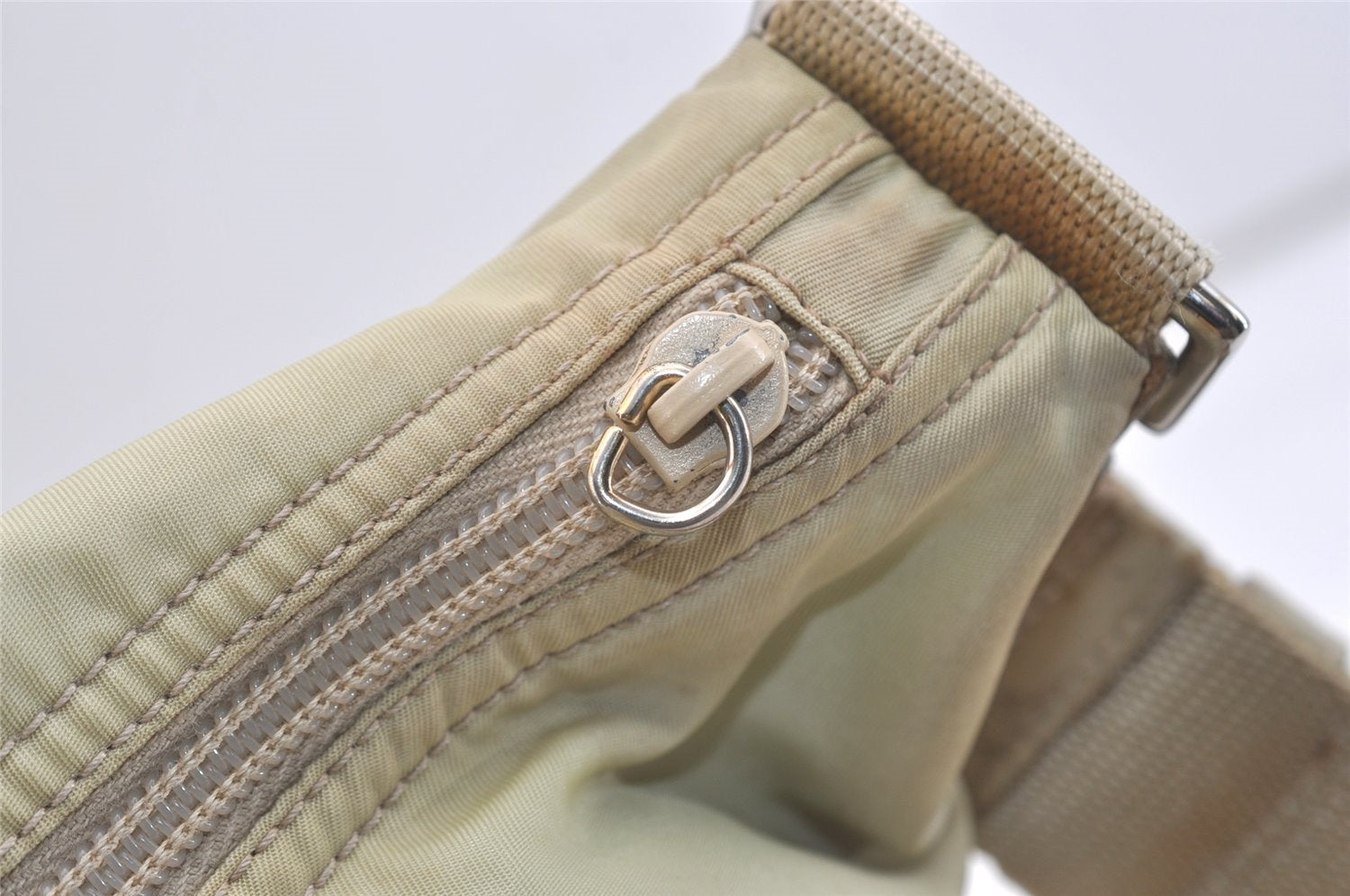 Authentic PRADA Nylon Tessuto Leather Shoulder Cross Body Bag Purse White 3791J